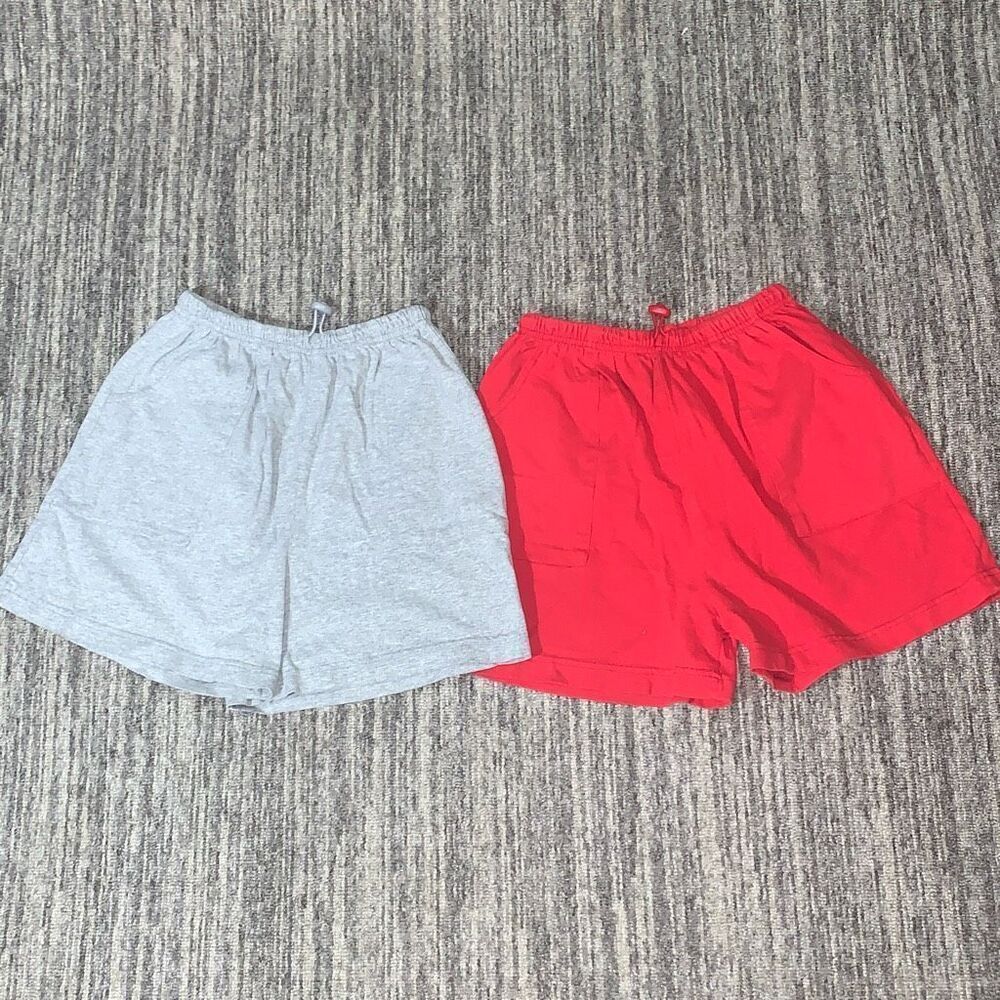 In Design Girls Size 14/16 Casual Knit Shorts Gray Red‎ Elastic Drawstring Waist